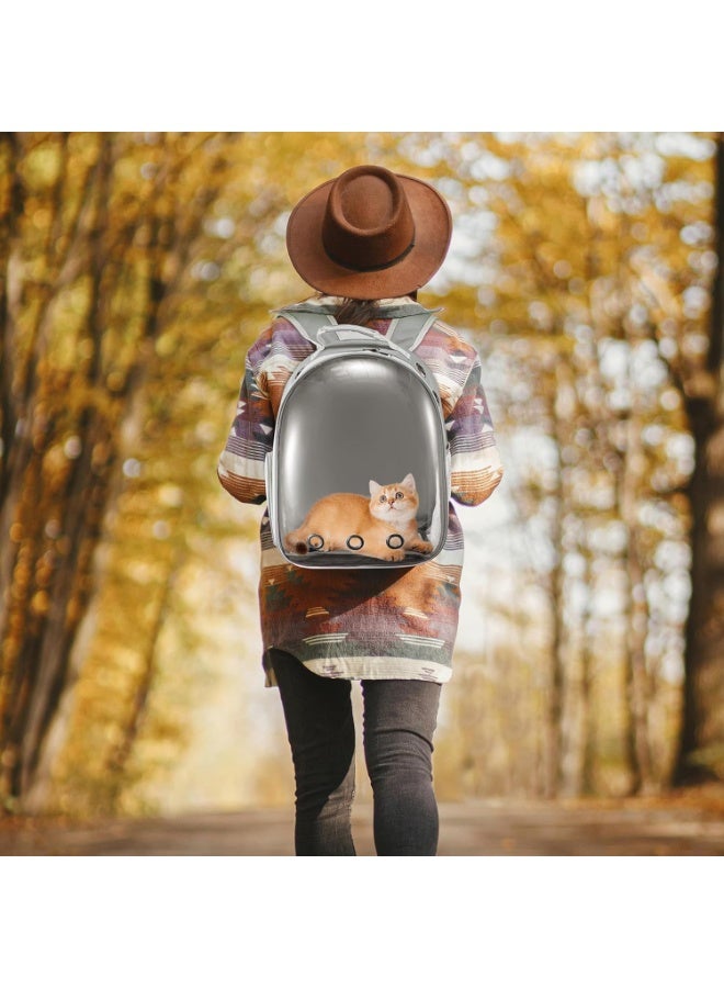 حقيبة ظهر شفافة للقطط بتصميم فقاعة وكبسولة فضائية، قبة صلبة للحماية، مزودة بشبكة تهوية وأحزمة مبطنة مريحة، حقيبة حمل وسفر للحيوانات الأليفة بدون استخدام اليدين - Image 4